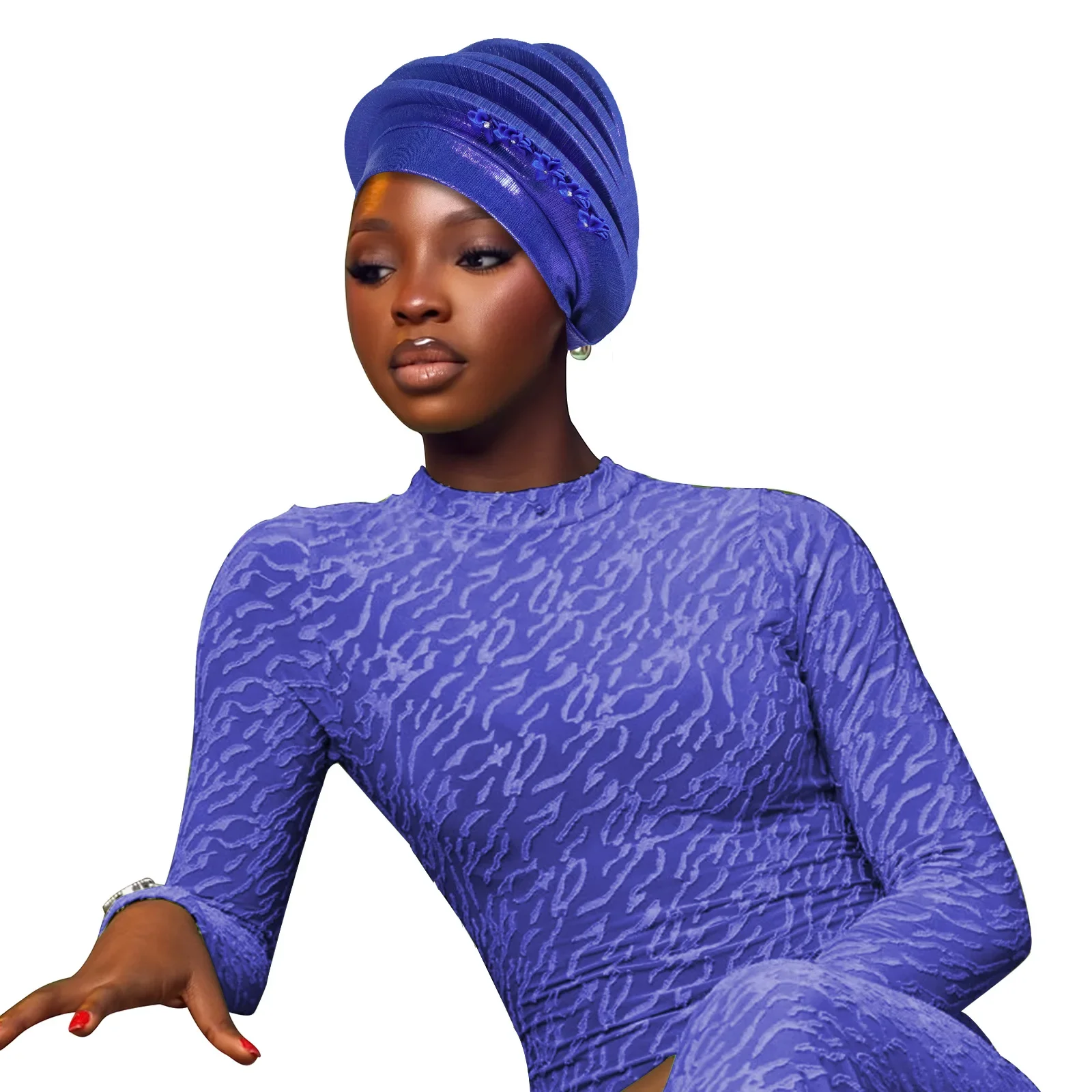 دوامة قبعة عمامة للنساء الأفريقية السيارات جيلي نيجيريا ربطة الرأس زهرة حفل زفاف رئيس التفاف صنع بالفعل الحجاب بونيه قبعة