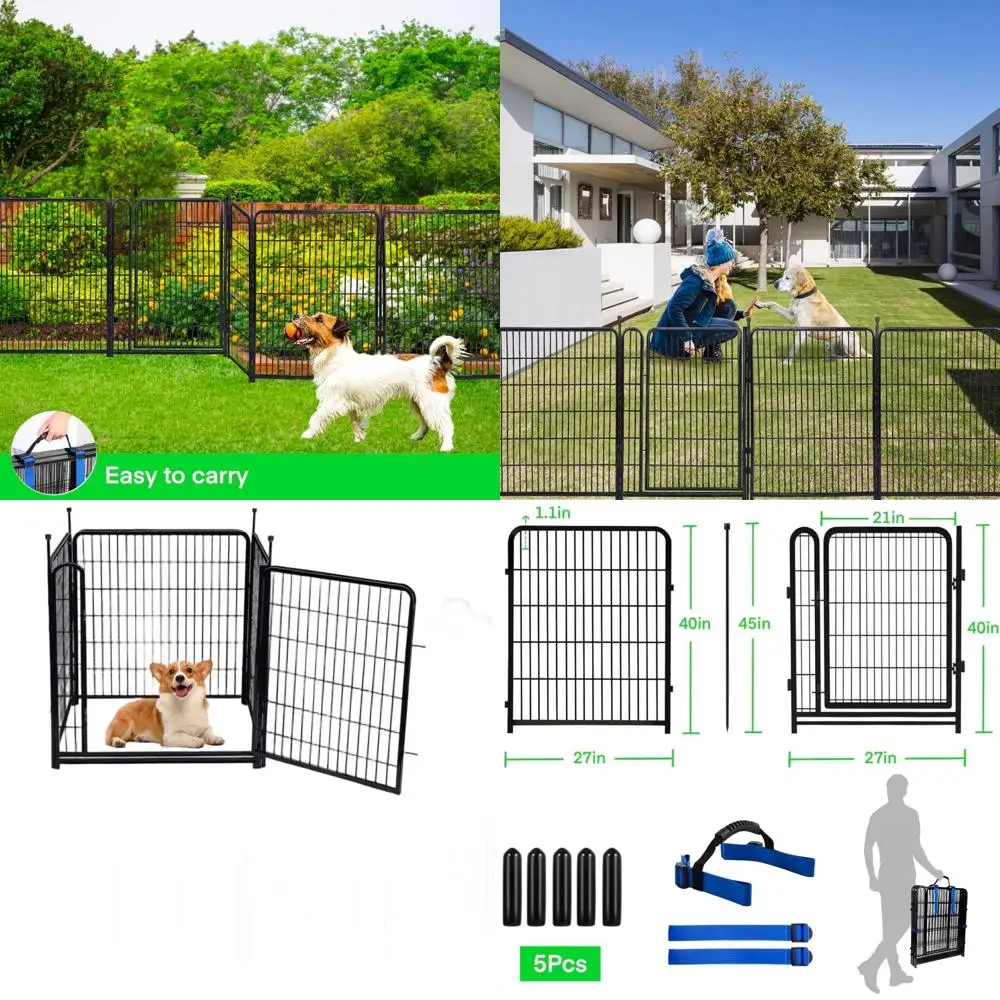 

Heavy-Duty 40 Metal Dog Fence, 8.9ft Garden & Flower Border with 21 Wide Gate