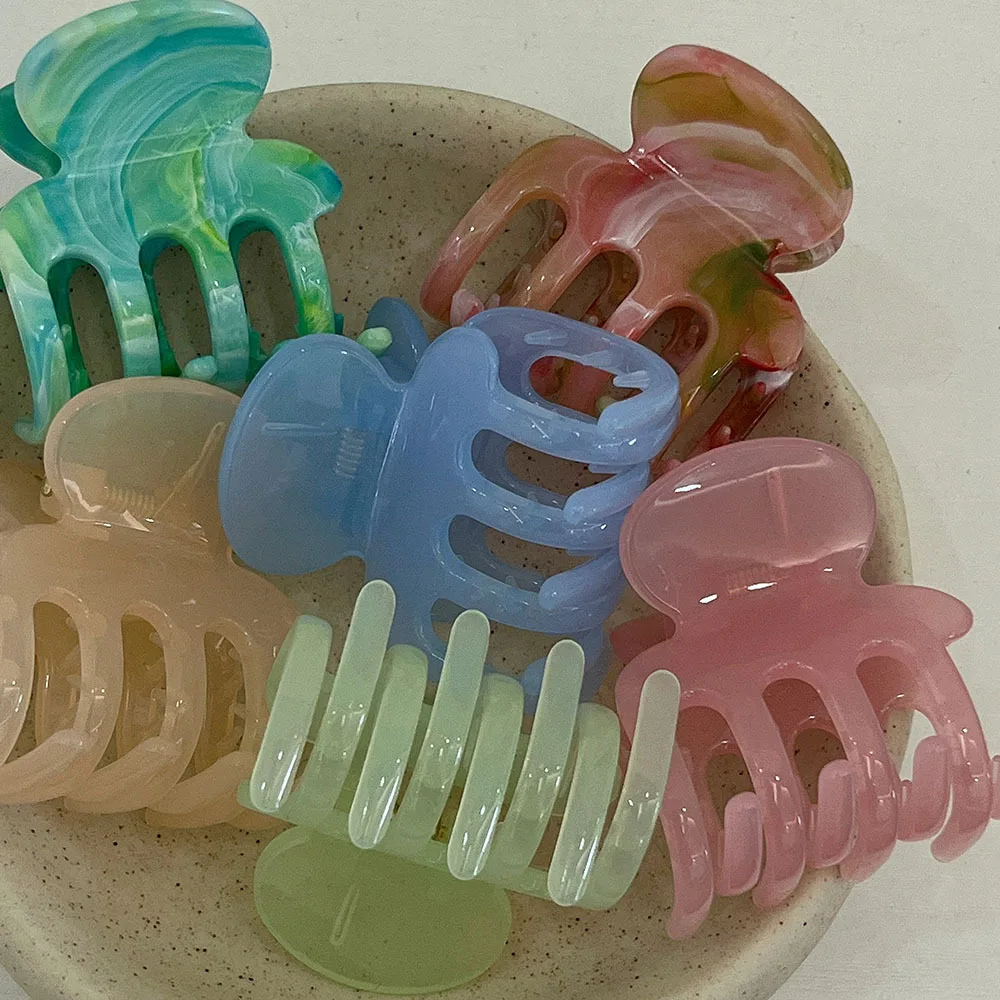 High Quality PC Mini Shark Hair Claw Clips Gradient Jelly Transparent Hair Jaw Clamp Women Back Head Daily Hair Accessories