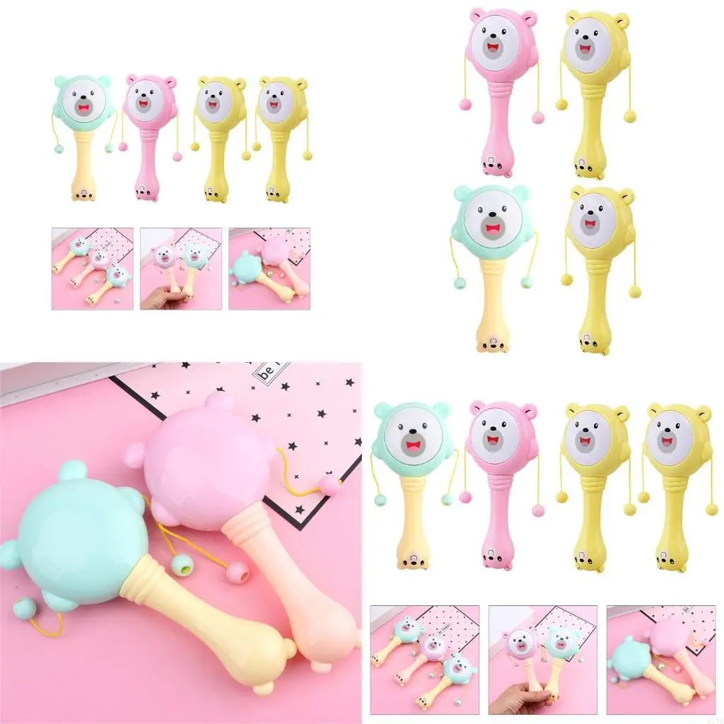 D7YD Desenvolvimento Baby Music Rattle Toy Sonding Drum Instrument Toy for Toddler 4pc