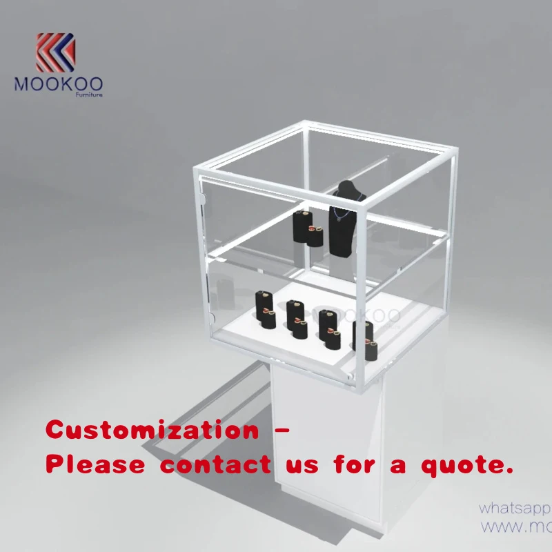custom.Luxury Ultra Tempered Glass Jewelry Counter Design With Led Light