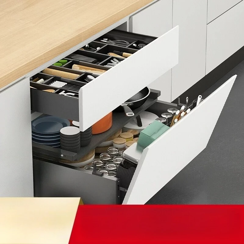 Inclined Pull-out Cabinet Drawer Organizer 2/3 Tier Stainless Steel Kitchen Bowl Pot Spice Storage Basket