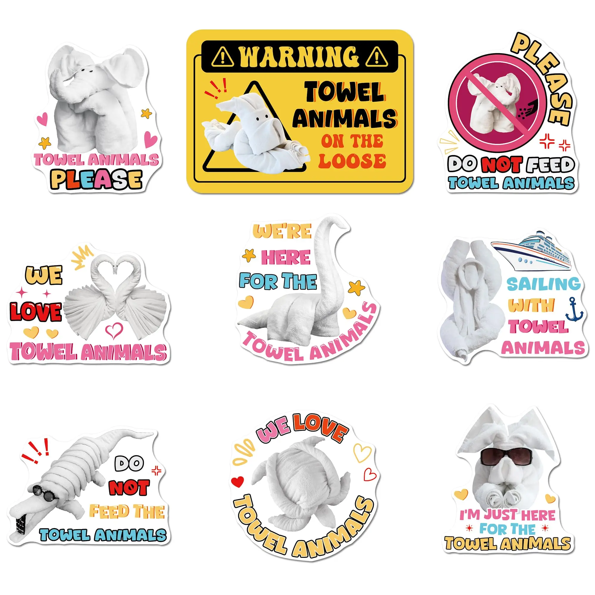 

9 PCS Towel Animals Cruise Door Magnetic - Cruise Ship Cabin Door Magnets, Funny Sea Ocean Decorations for Refrigerator,Car Stic