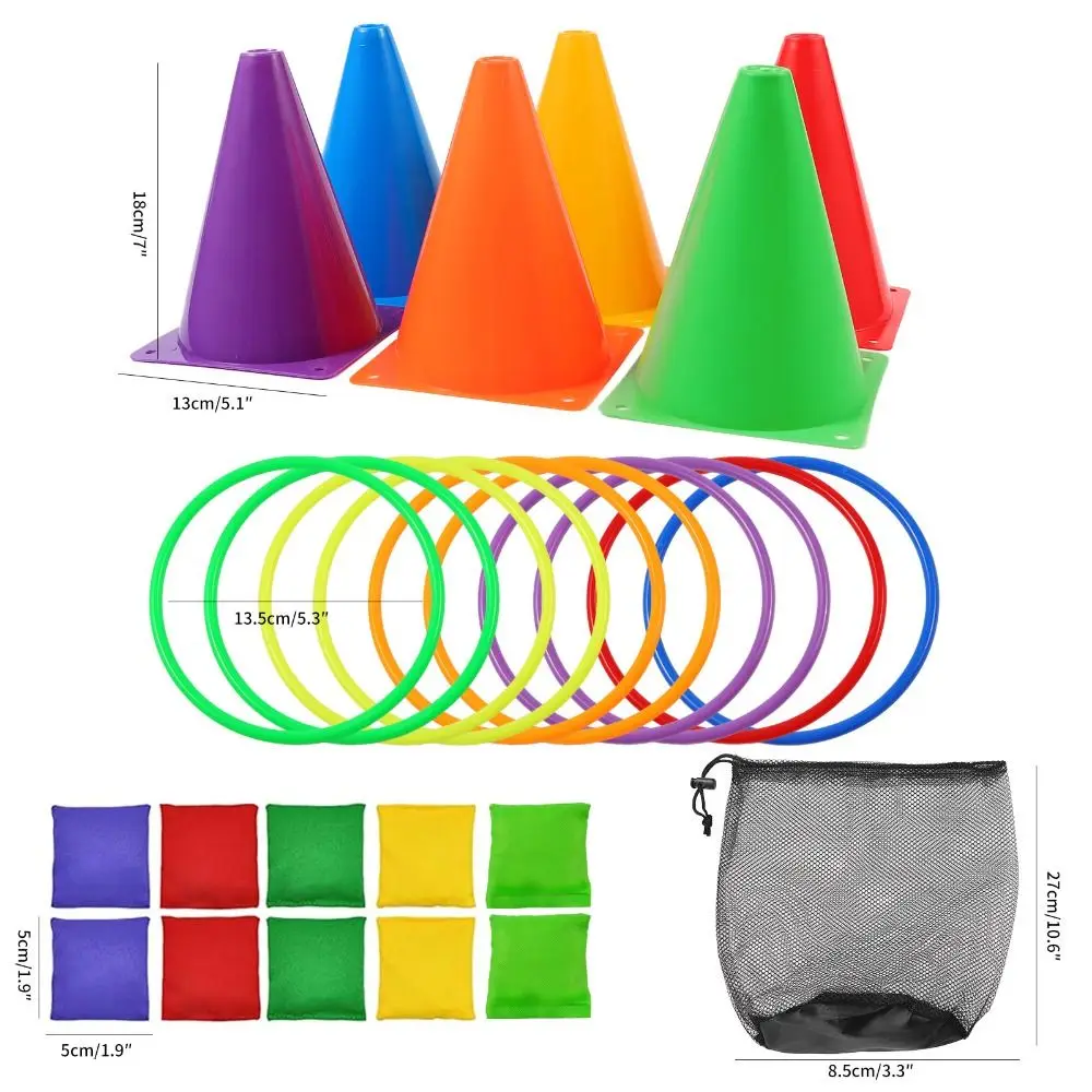 Plastic Rings Rainbow Ice Cream Toss Game Rainbow Tower Cone Target Interactive Toy Throwing Speed Carnival Game Sensory Play