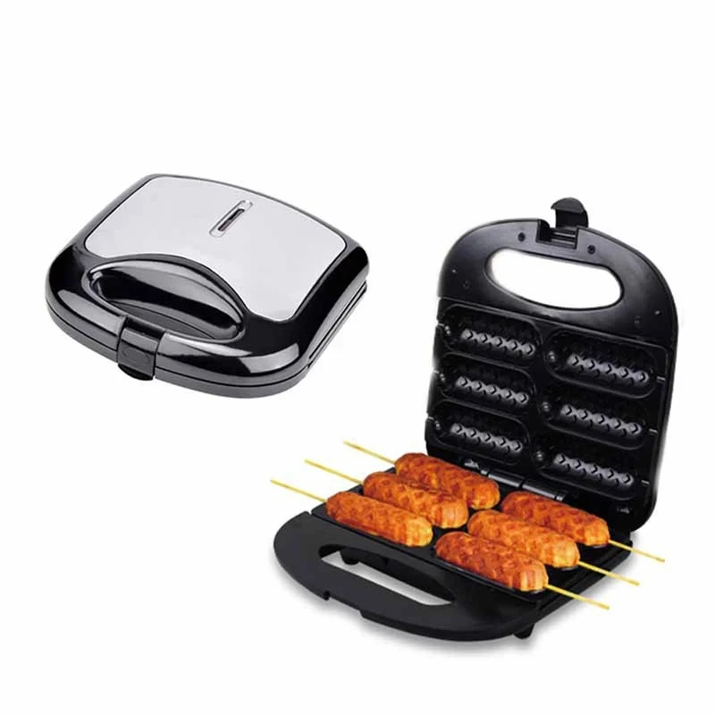 220V Electric Hot Dog Maker Non-stick Crispy Corn French Muffin Hot Dog Lolly Stick Sausage Machine