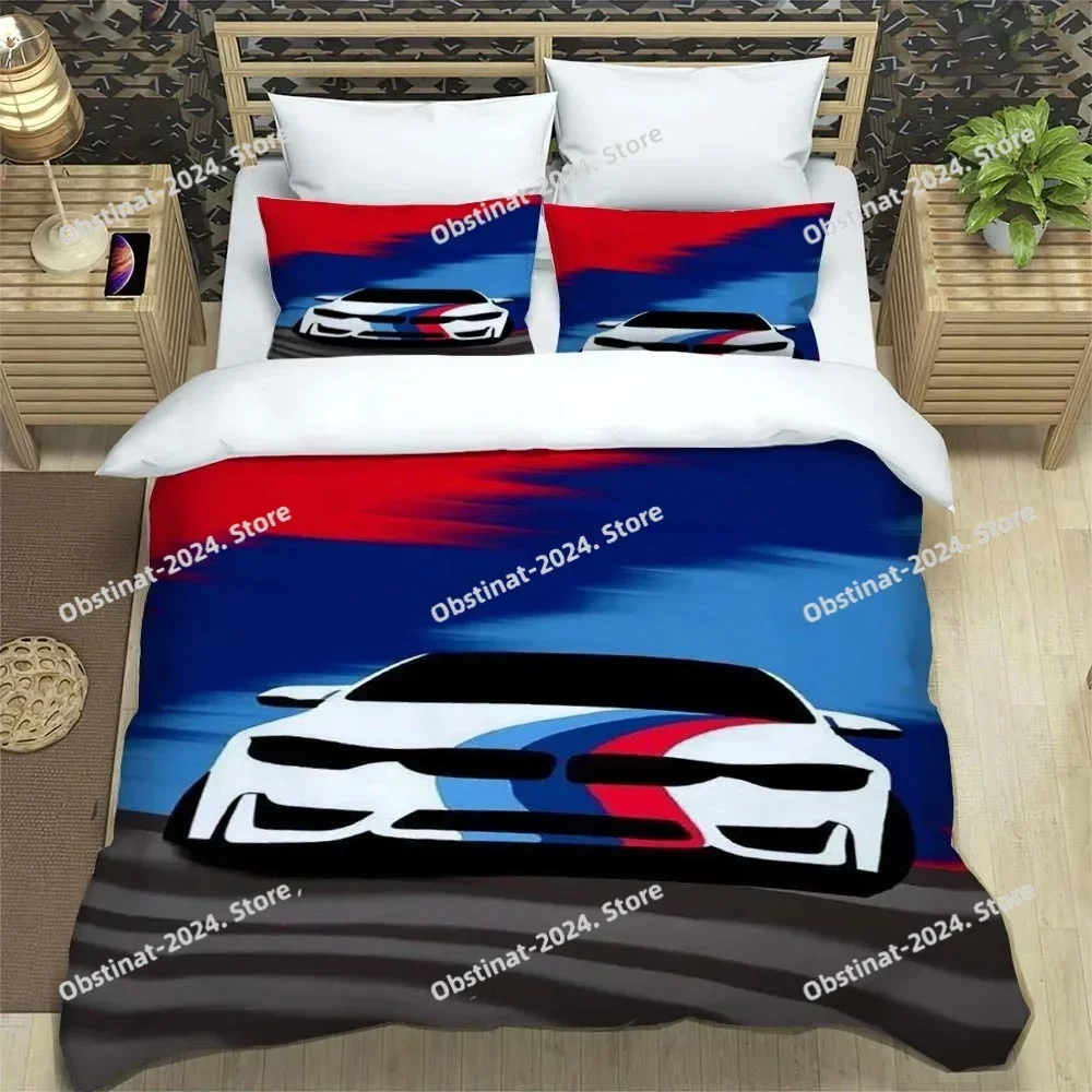 

Cute Cartoon Car Quilt Cover With Pillowcases Microfiber 3D Digital Printed Bedding Set Twin Full Queen King Children's Gift