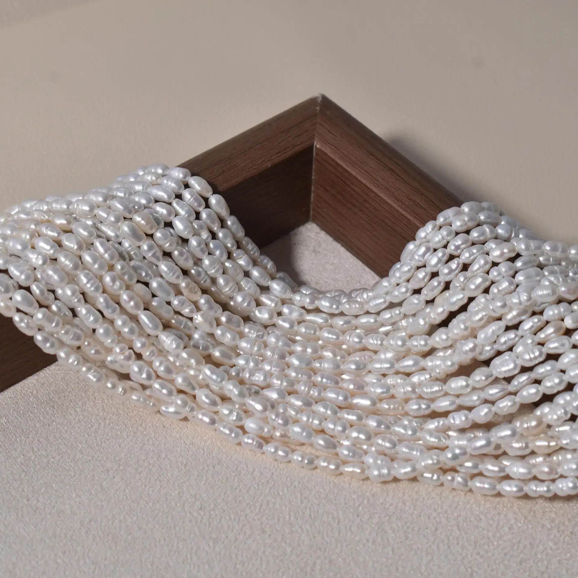 4A Natural 100% Freshwater White Rice Shaped Pearl Isolated Loose Bead Gift Jewelry Make DIY Necklace Bracelet Accessories 36CM