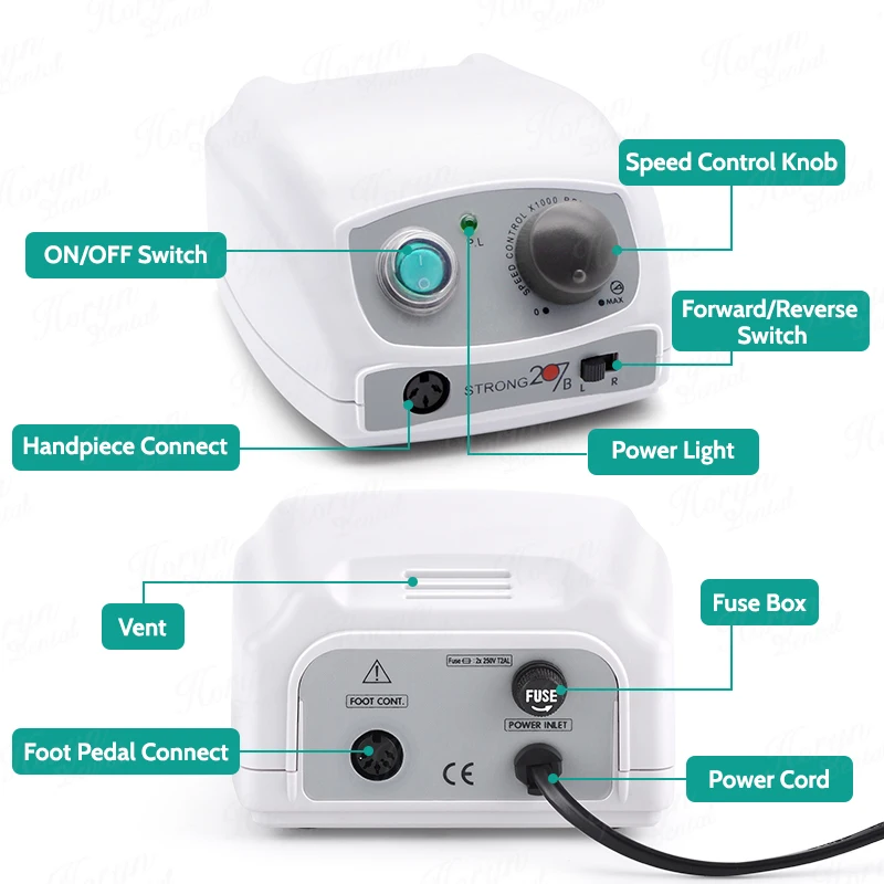 Dental 65W STRONG 207B Micromotor + 102LN Handle 45000RPM Nail