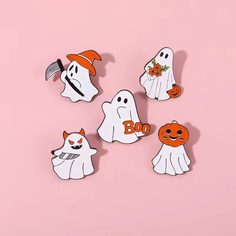 

Boo！Death Ghost Enamel Pins Dagger Demon Funny Pumpkin Brooches Lapel Metal Badges Lovely Halloween Jewelry Gift For Kid Friends
