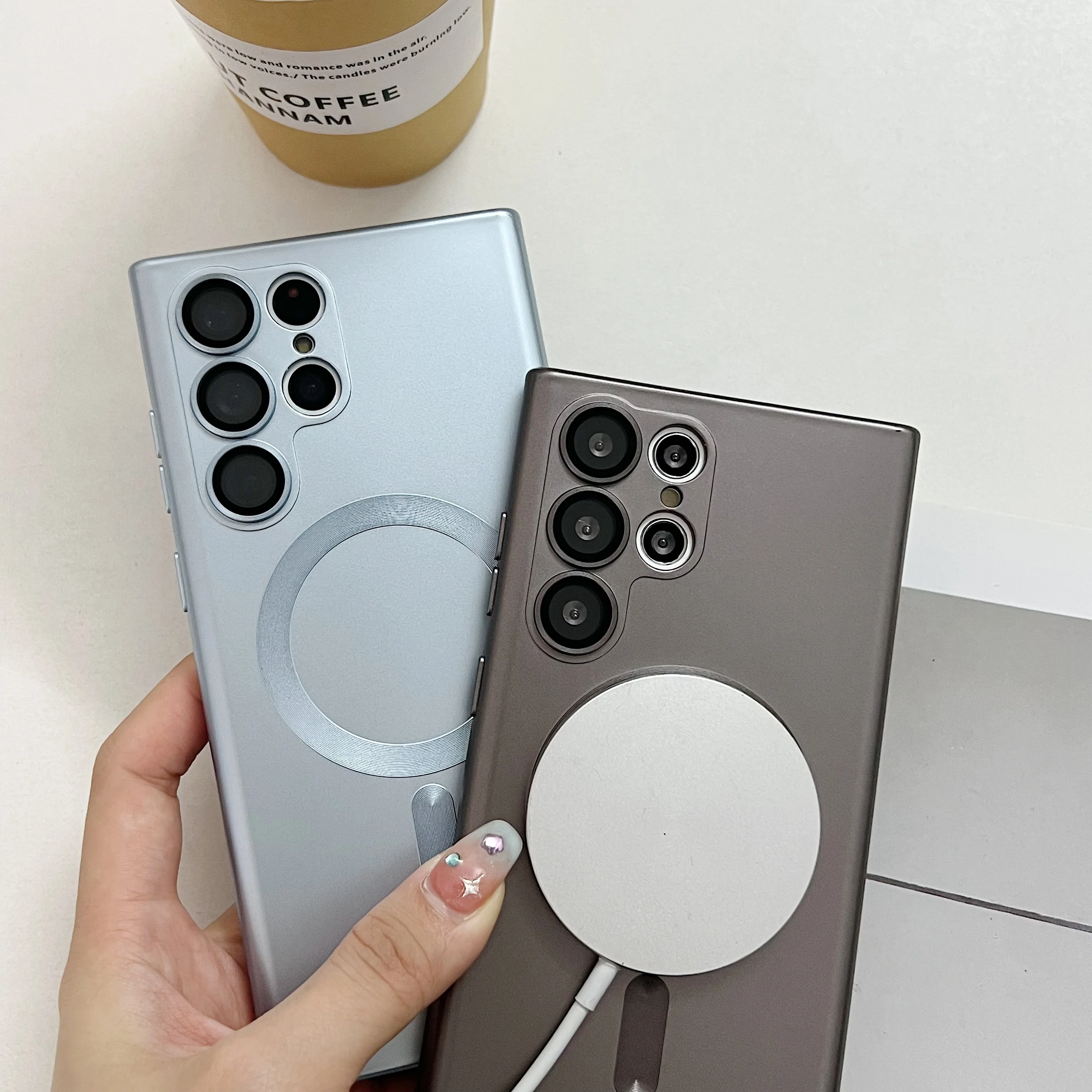 Luxury Matte Magnetic Case For Samsung Galaxy S26 S22 Ultra S25 S24 S23 S21 FE Cases For Magsafe Wireless Charging TPU Cover