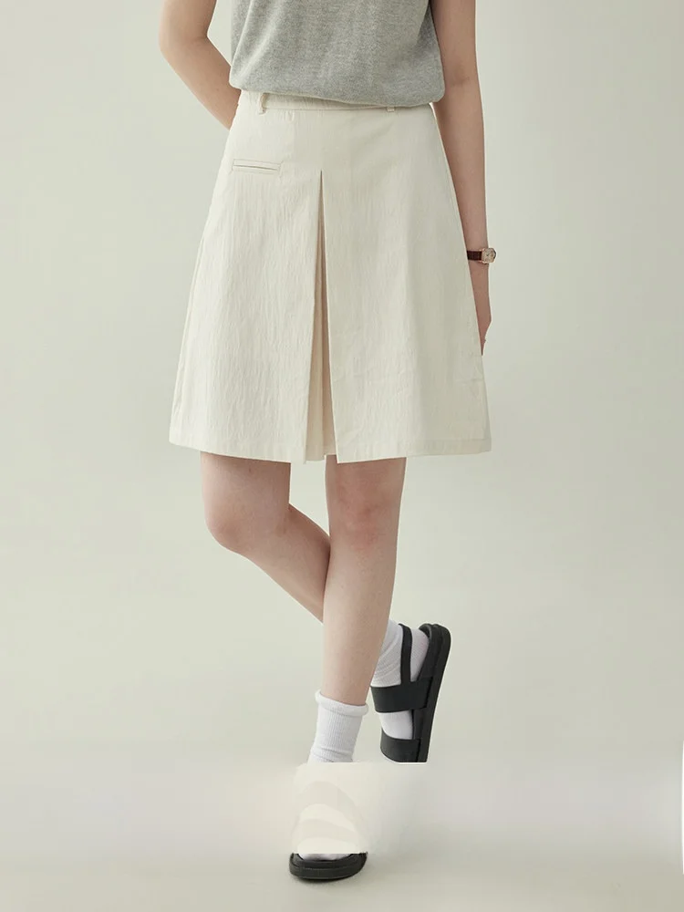 

High Waist Pure Color Asymmetrical Pleated Skirt for Women Summer Design A-Line Skirt Casual Style AMUU Original