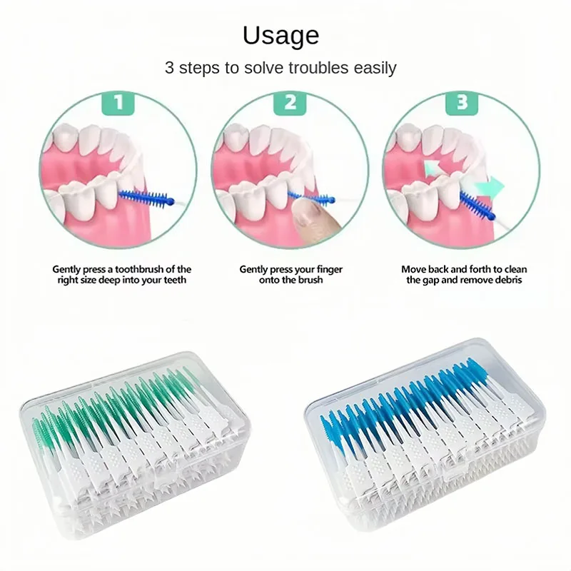 40 unids/caja de hilo Dental, cepillo Interdental de limpieza Dental, selección de hilo Dental, cuidado de higiene bucal, cepillos de aparatos ortopédicos