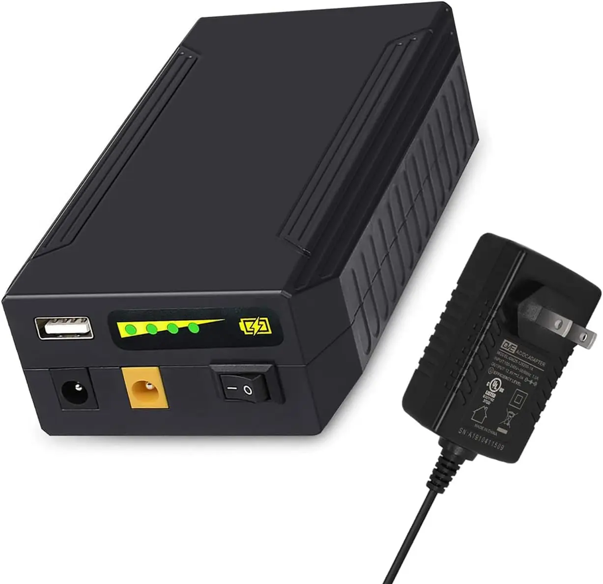 

122Wh Portable Li-ion Battery Pack, 12V/11000mAh 9V/14500mAh 5V/26400mAh DC Output for LED Strip, CCTV Camera, Black