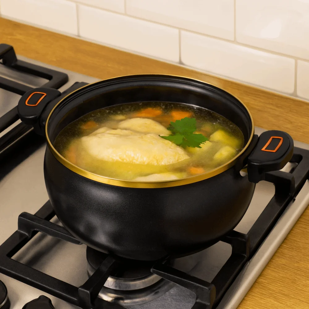 

Multi-Functional 7 L Chubby Micro-Pressure Pot Large Capacity Non-Stick Soup Pan Visible Cover Thickened Stew Pot Stove