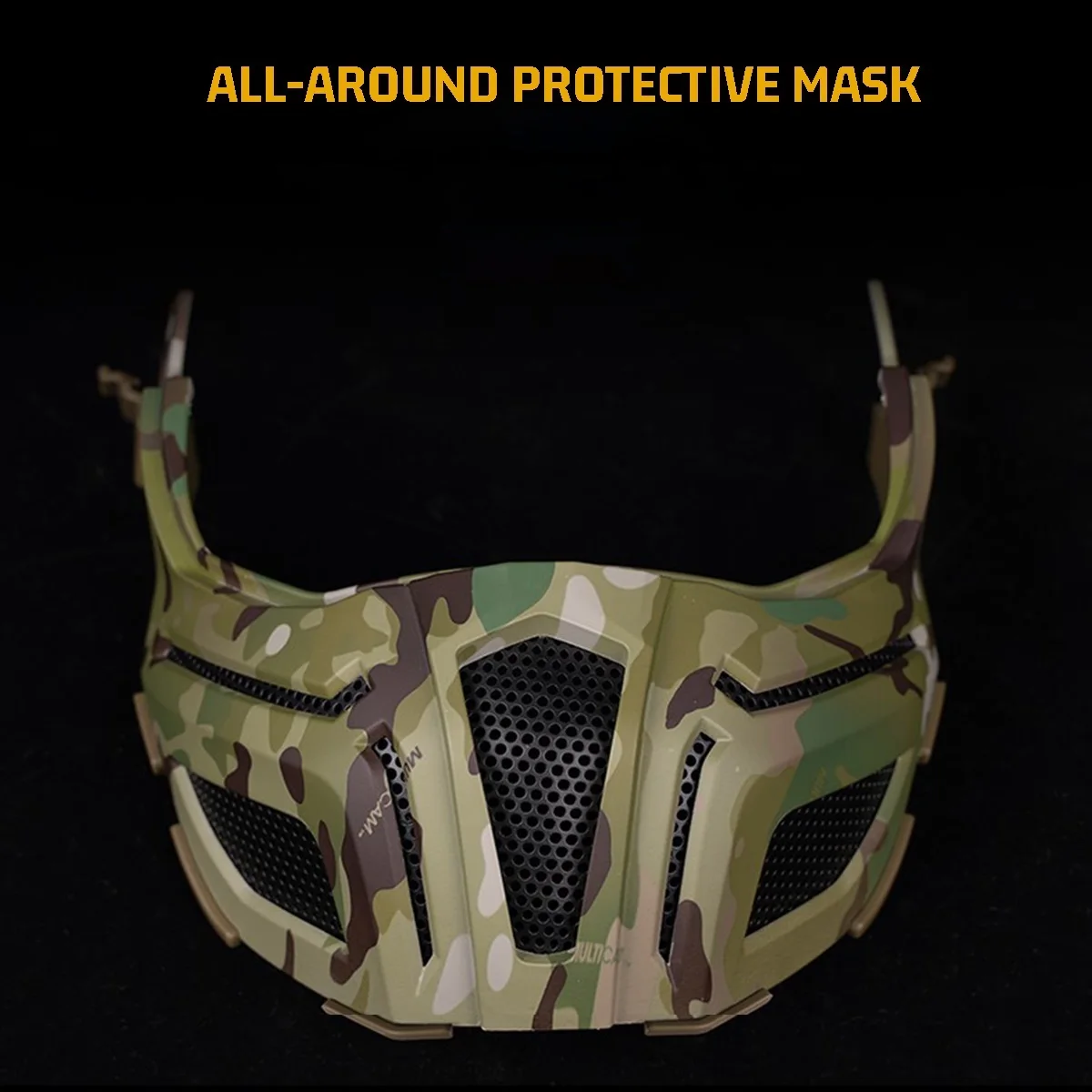 Airsoft Tactical Fast Helmet Set with Half Face Shock Mask Goggles - Multicam Helmet Cover - Comfortable Wearing Fully Protected