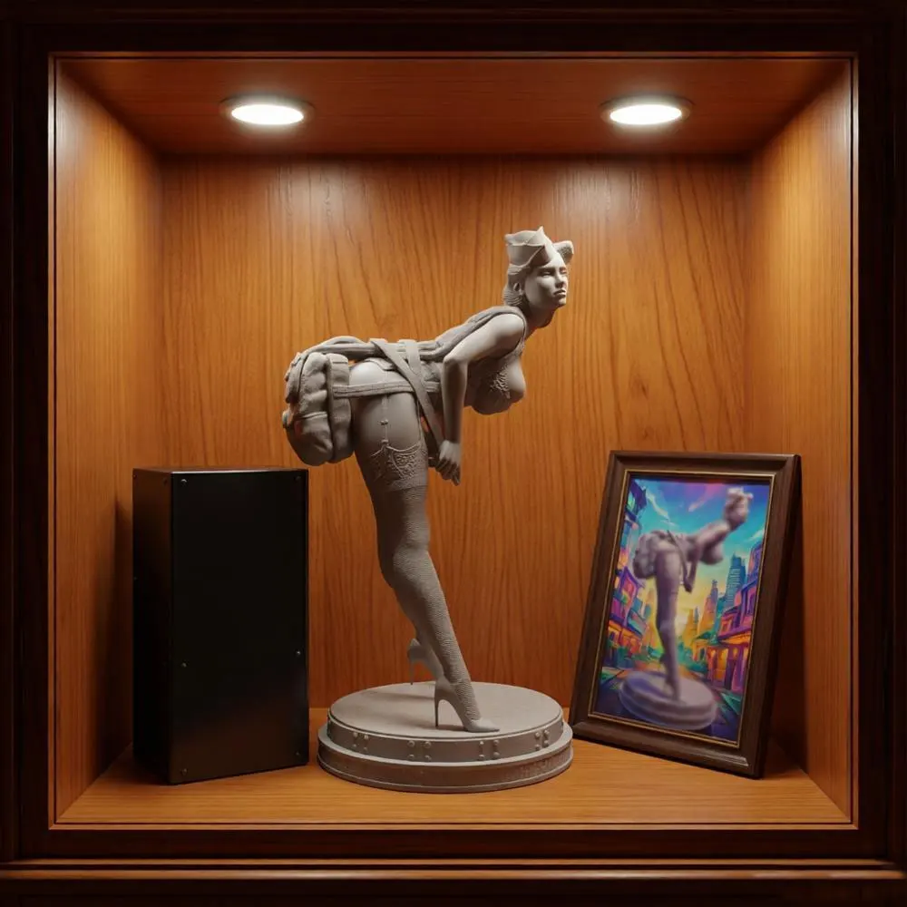 1/24/6Desk ornament,Sexy girl resin model kit, Female Paratrooper Girl Soldier，NSFW, miniature 3D-printed gray statue, unpainted