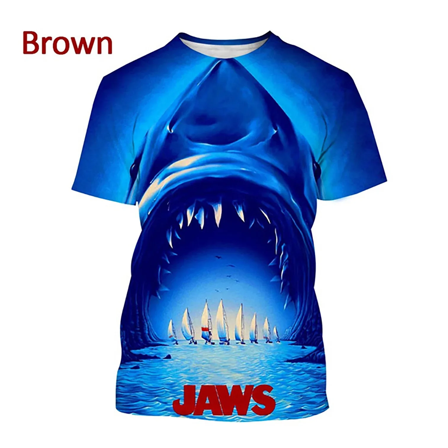 Newest Fashion 3D Printing Horror Movie Jaws T shirt Summer Hipster Comics Funny Shark Short Sleeve Harajuku Casual Tops