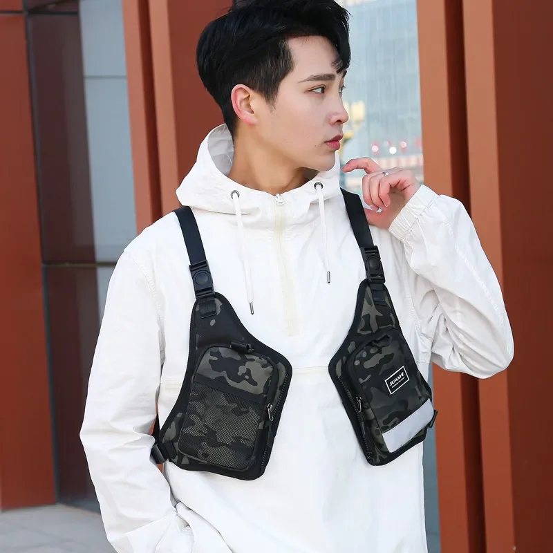 Men 2024 NEW Chest Bag Fashion Streetwear Hip Hop Vest Bag Waist Pack Rig Bag 가방 сумка бронижелет sac bandoulière  homme men bag