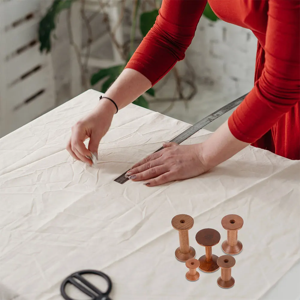 7 قطعة بكرات الموضوع الخشبي DIY بها بنفسك الخياطة المنظم خمر الخشب البكرات حامل الموضوع للتطريز الحياكة النسيج الحرف #3