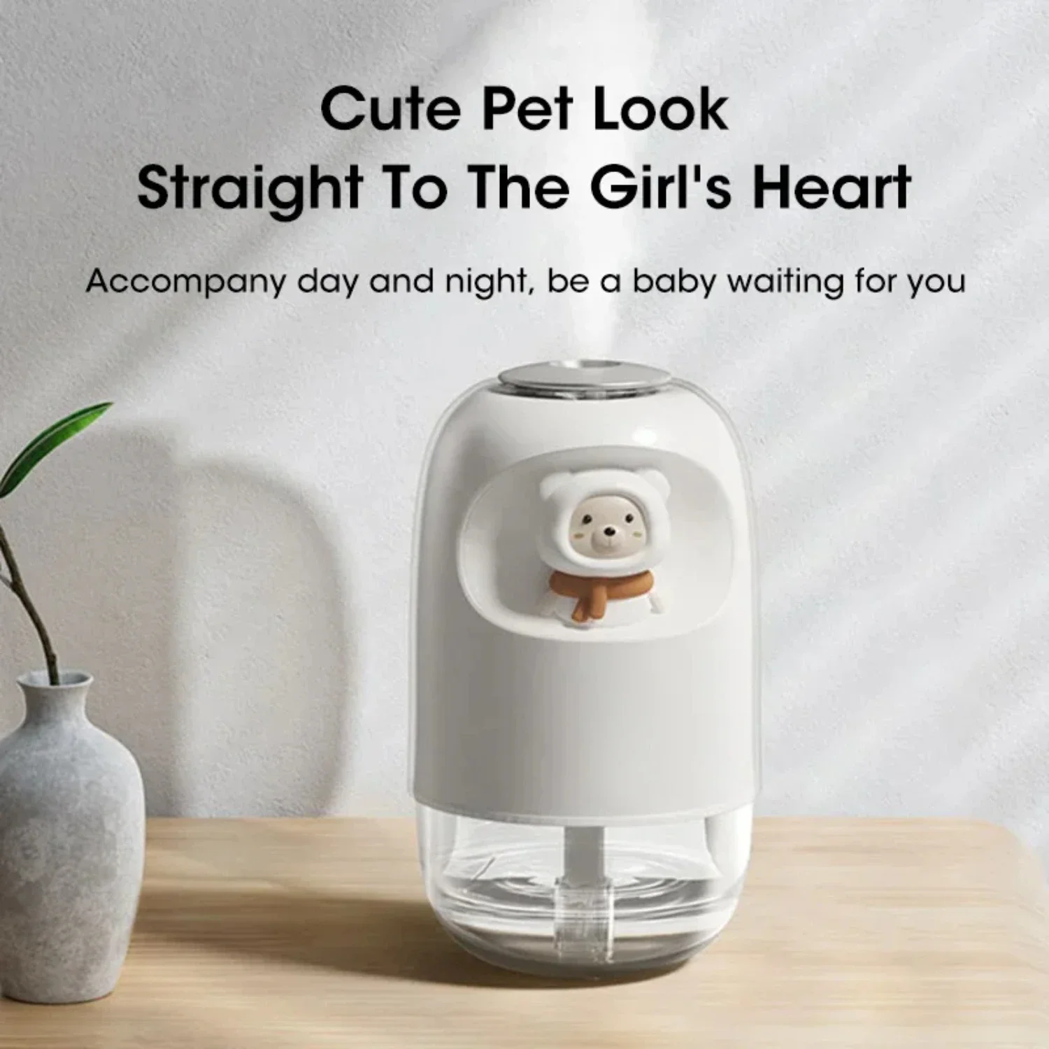 Cute Adorable USB Pet Humidifier with Large Capacity for Mother and Baby - Desktop Night Light Spray Type Car Humidifier with Ch