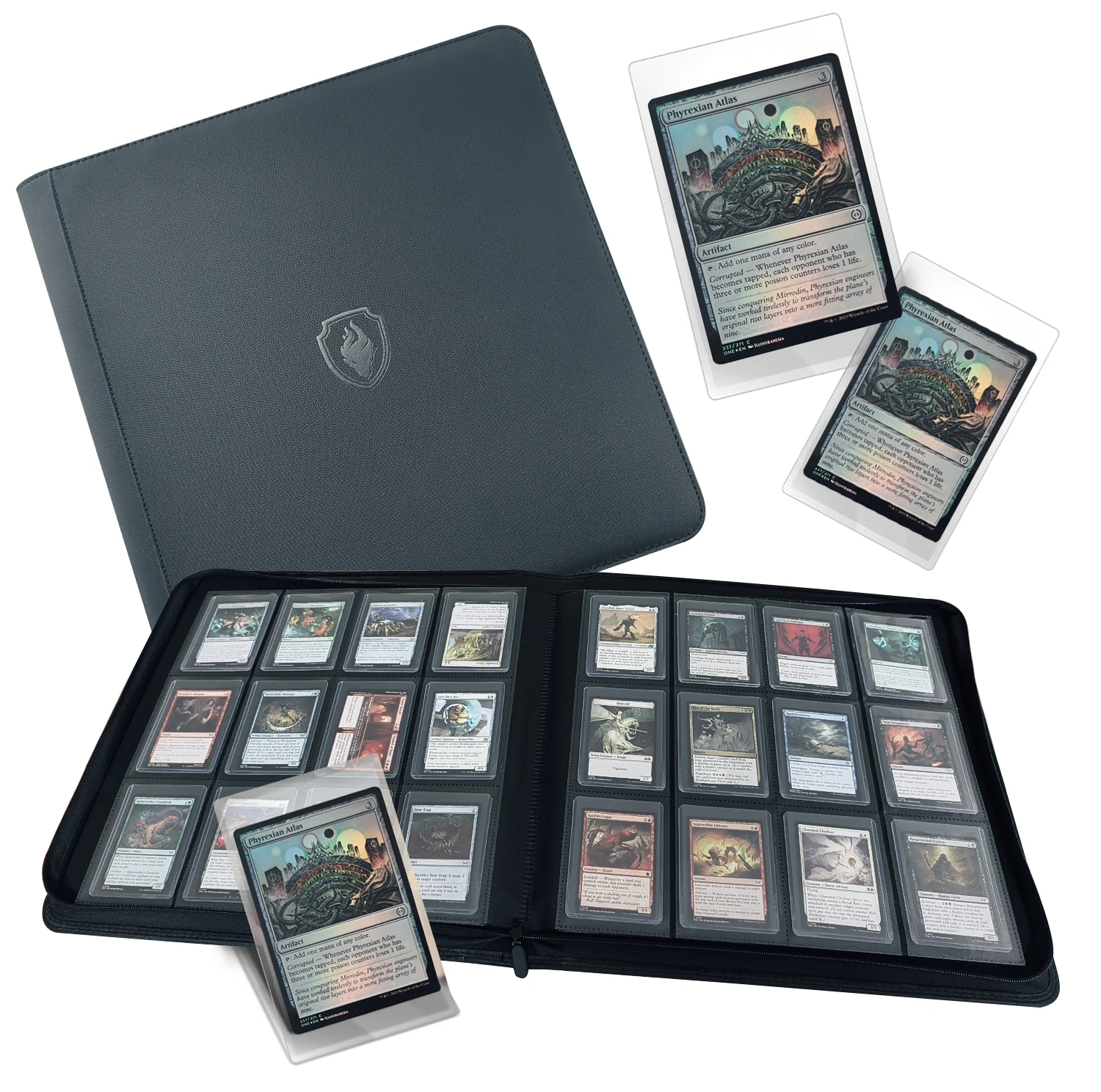 

Holds 384 Toploaders | 12-Pocket | Ringless Double-Sided Pockets | Premium Top Loader Binder for Trading Cards