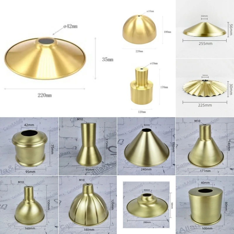 Brass lampshade minimalist industrial style Japanese desk lamp floor lamp wall lamp hallway DIY lighting accessories