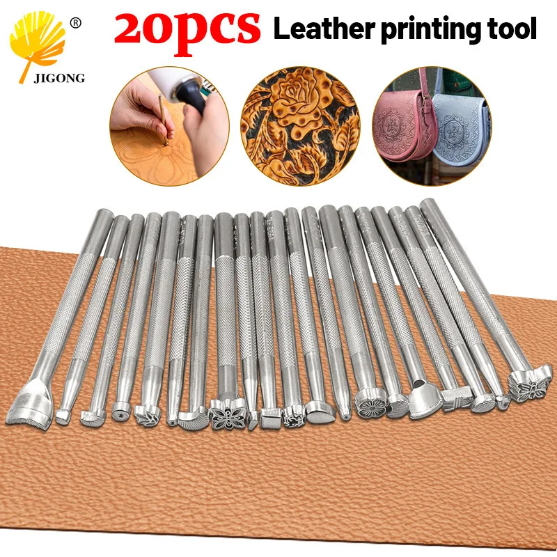 20-Piece leather goods engraving printing set hand-sewn art production vegetable tanned prin