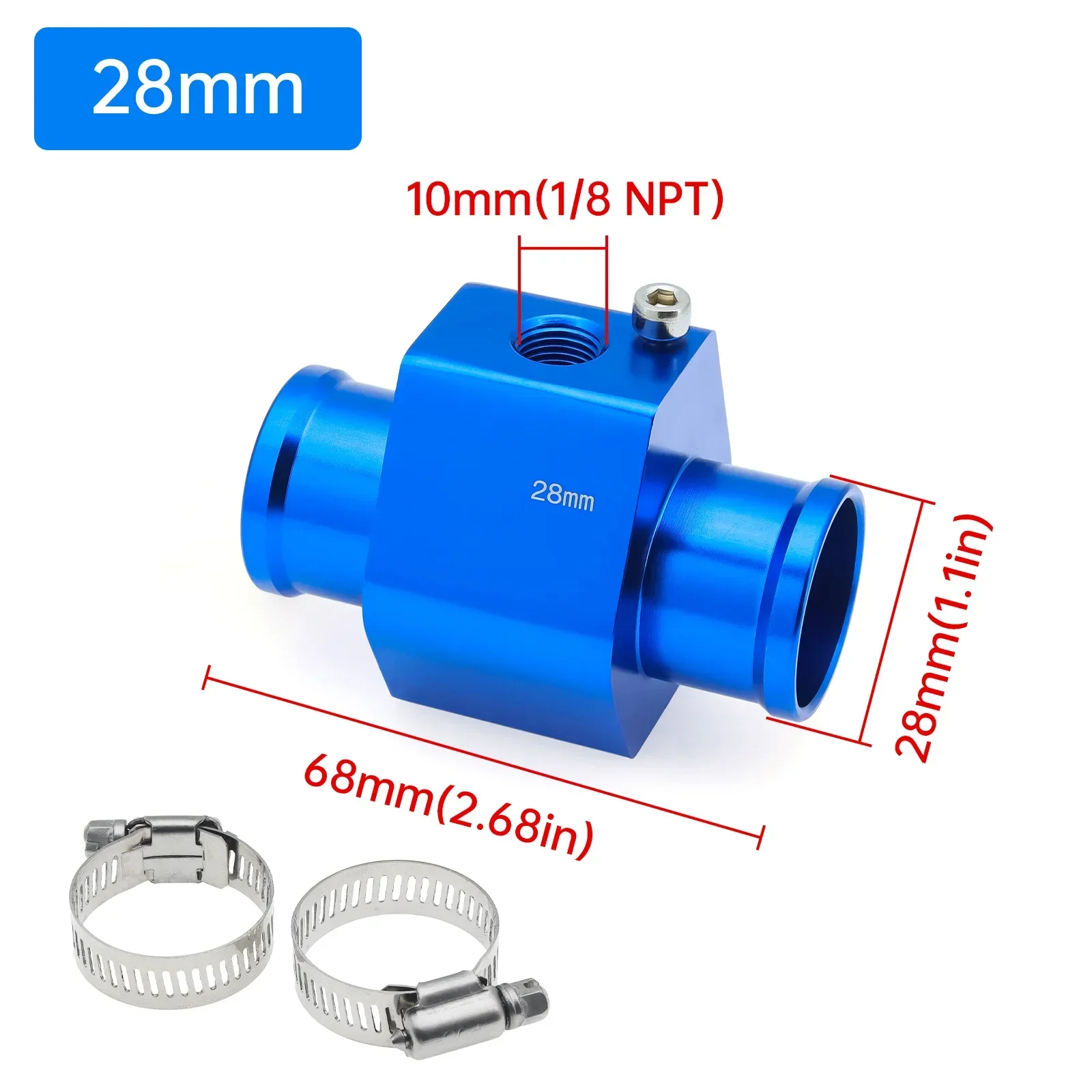 محول مستشعر درجة حرارة الماء ، مقياس الأنابيب ، محول خرطوم المبرد ، محول مستشعر درجة الحرارة باللون الأزرق والأسود للسيارة والقوارب #3