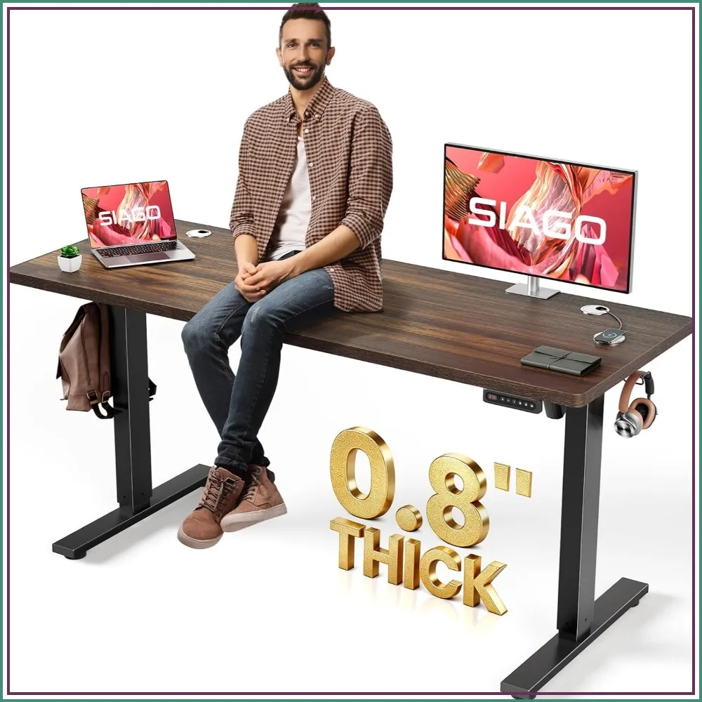 Electric Standing Desk 63 x 24 Inch with 0.8 Inch Thick Tabletop
