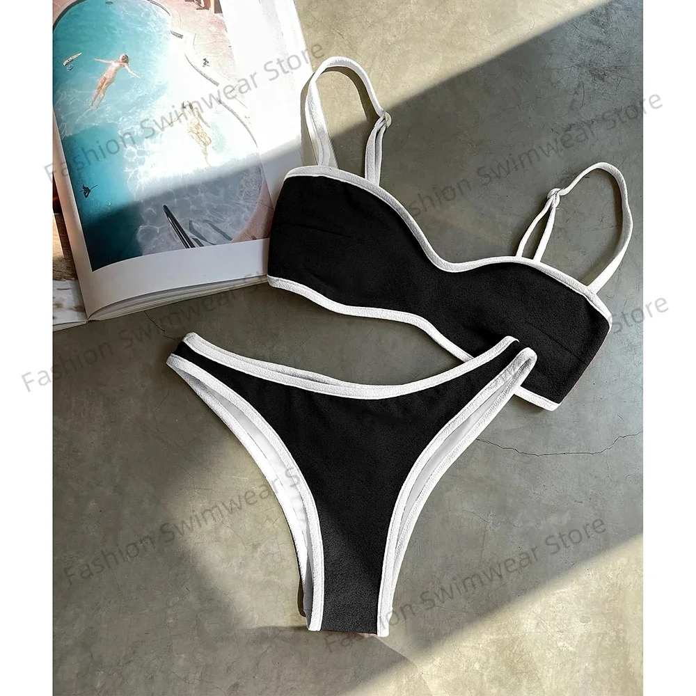 Micro Bikinis Push Up Women Swimsuits 2025 Sexy Swimwear Brazilian Bikini Set Pink Biquini Patchwork Swimsuit Bandeau Beachwear