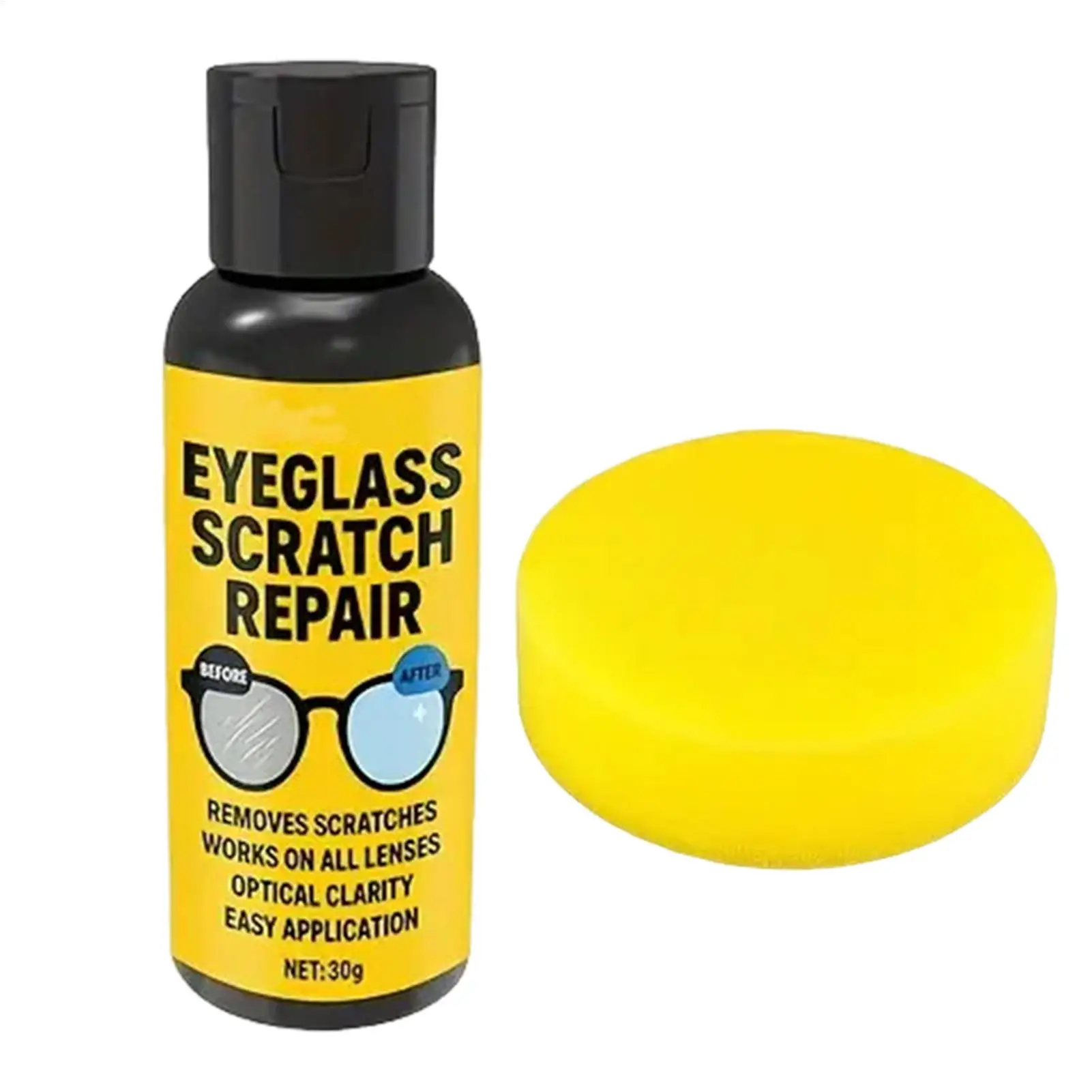 30ml Glass Scratch Remover Anti Fog Sunglasses Cleaner Glasses Polishing Scratch Remover for Camera Mirror Windshield Window