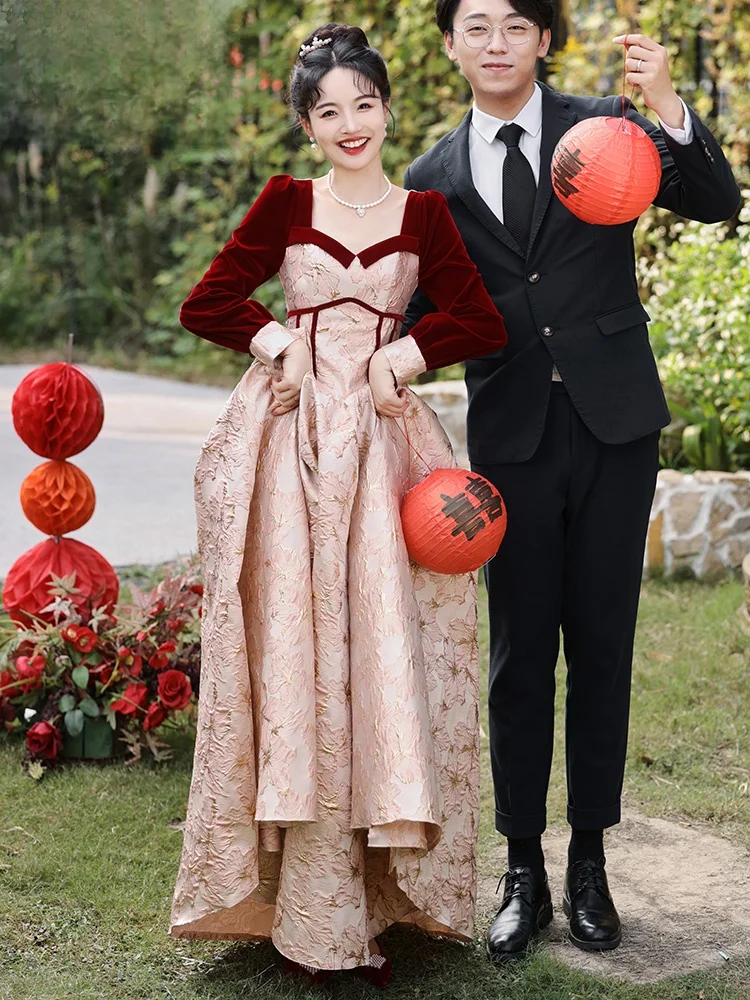 

Ele Long Sve Wedding Dr New 2025 Bridal Gown for Engagement And Marriage Women's Return Gift Dr High-End Feeling