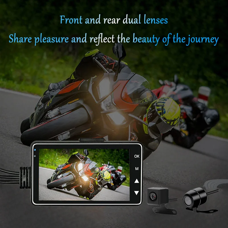 

3 inch USB Driving Recorder Plastic Case Loop recording Motorcycle Dual Recording Black IPS Screen 1080P High Definition