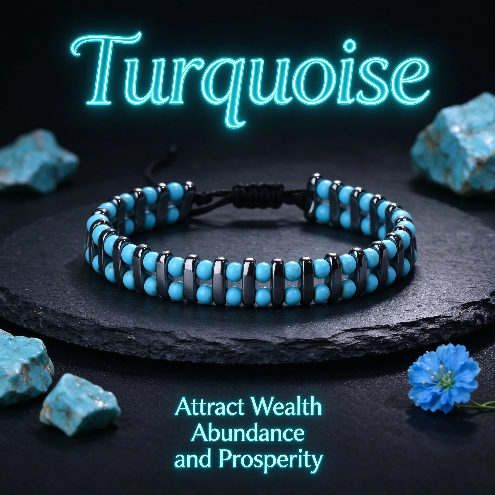 1pc Natural turquoise cylindrical bead adjustable bracelet, symbolizing wealth and good luck, men's fashionable wrist accessory