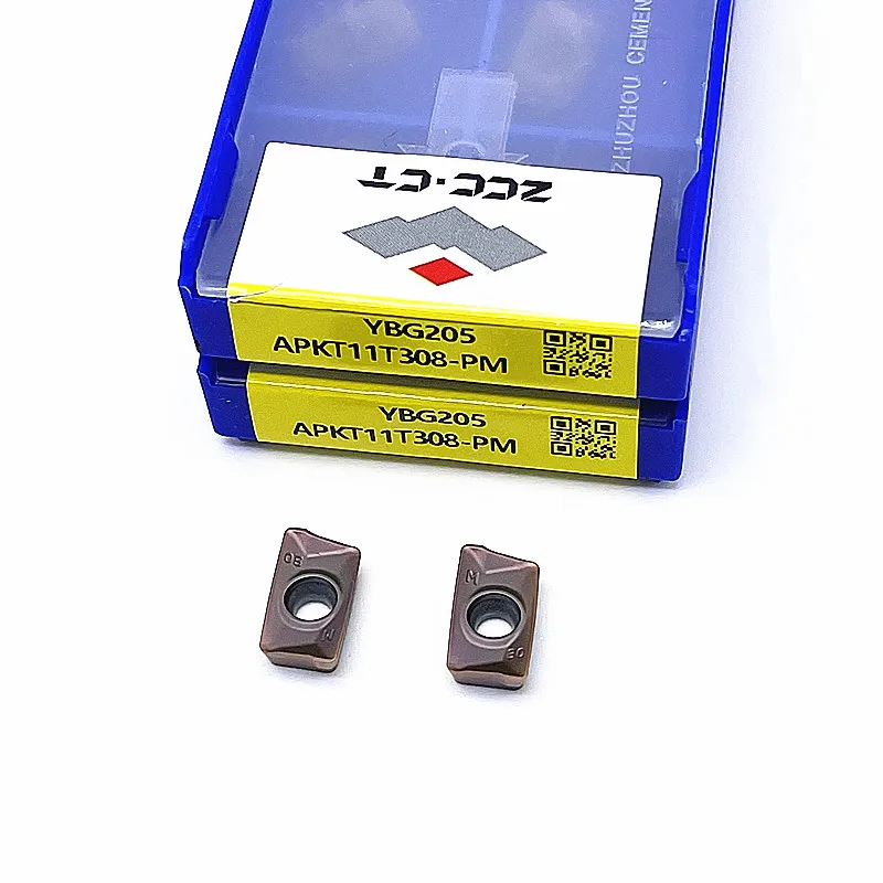 Original ZCC CT Fresagem Inserções, Carboneto Fresagem Inserção, Torneamento CNC, APKT11T308-PM, YBG202, YBG205, Alta Qualidade
