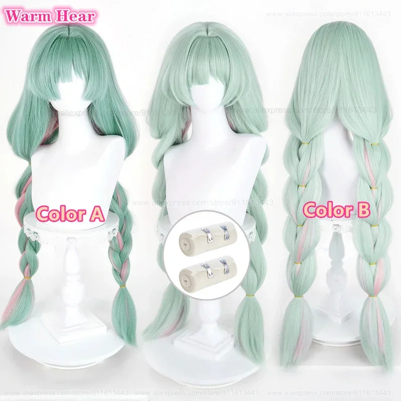 2 Colors Game WUWA Phrolova Long 98cm Mixed Color Double Braids Cosplay Anime Wigs Heat Resistant Synthetic Woman Wigs Halloween