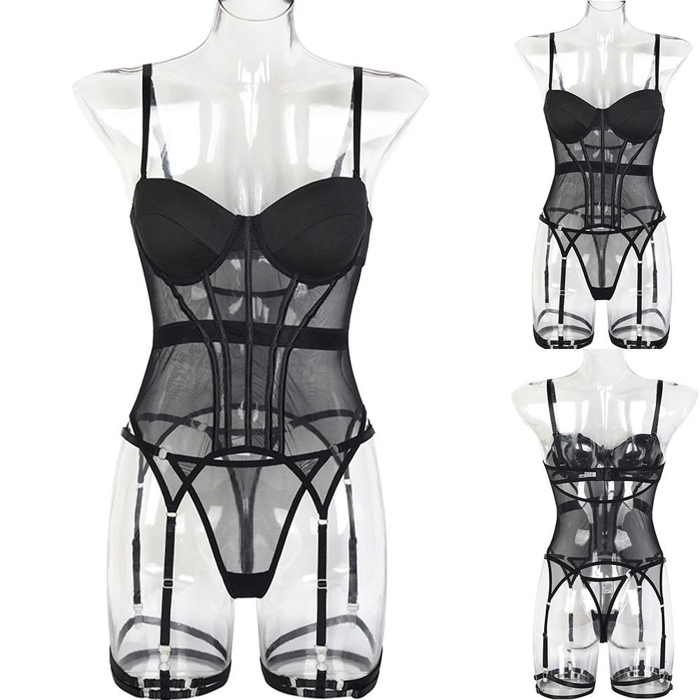 

Womens New Style Sexy Adult Female Hollow Lounge Comfortable Mesh Erotic Lingerie Sexy Two-piece Suit Underwear Bodysuit Women