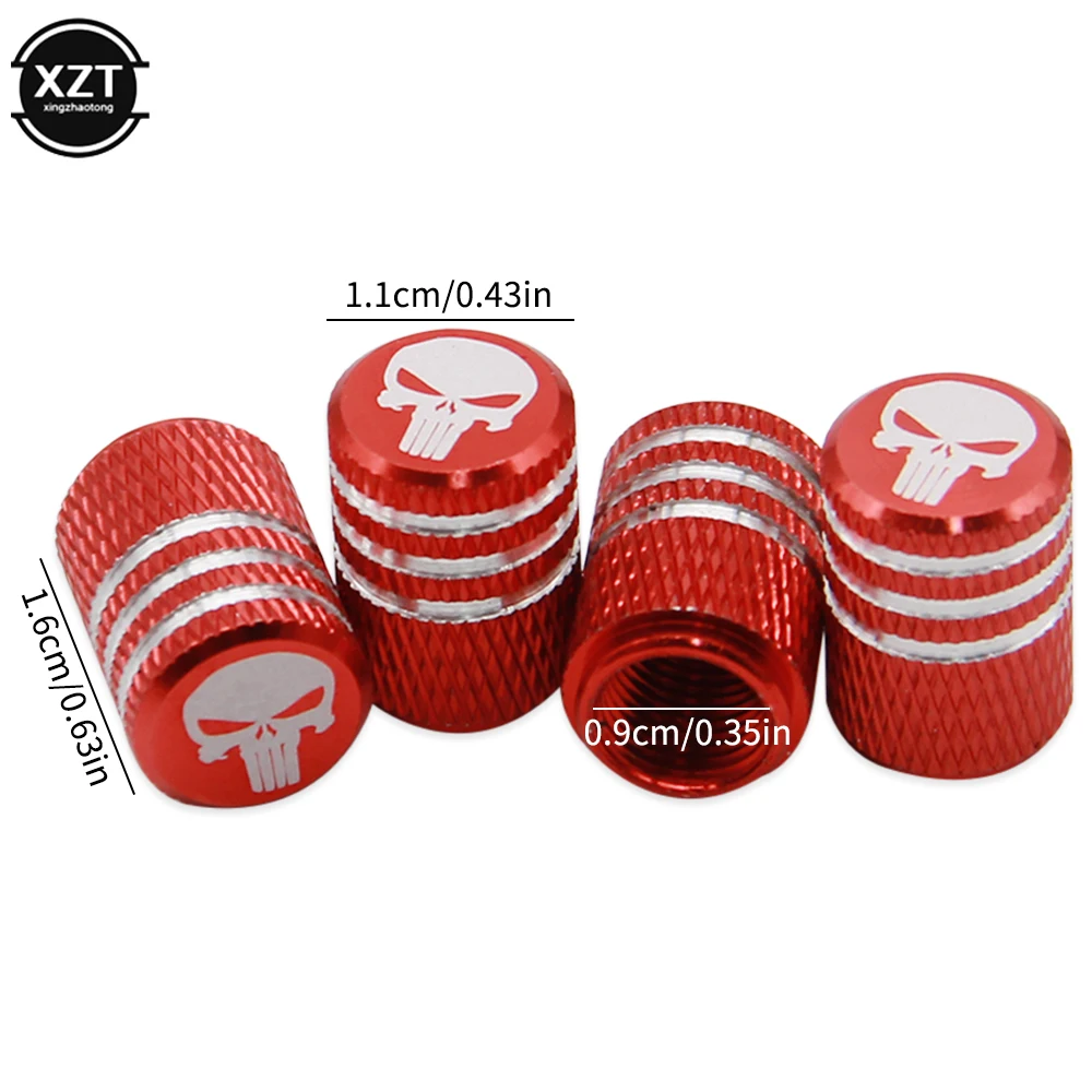 4pcs Aluminum Alloy Valve Caps Wheel Valve Cap Auto Tyre Air Valve Stem Caps Dust Cover for Bike Car Vehicles Styling