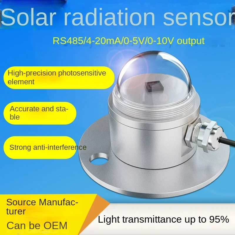 Photoelectric total solar radiation sensor optical irradiance monitoring transmitter meteorological outdoor backscatter detector