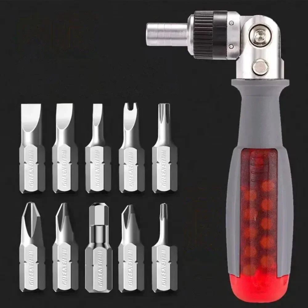 11 In 1 Ratcheting Multitool Screwdriver Multi-functional Magnetic Screwdriver Professional Angle Screwdriver Repair Tool