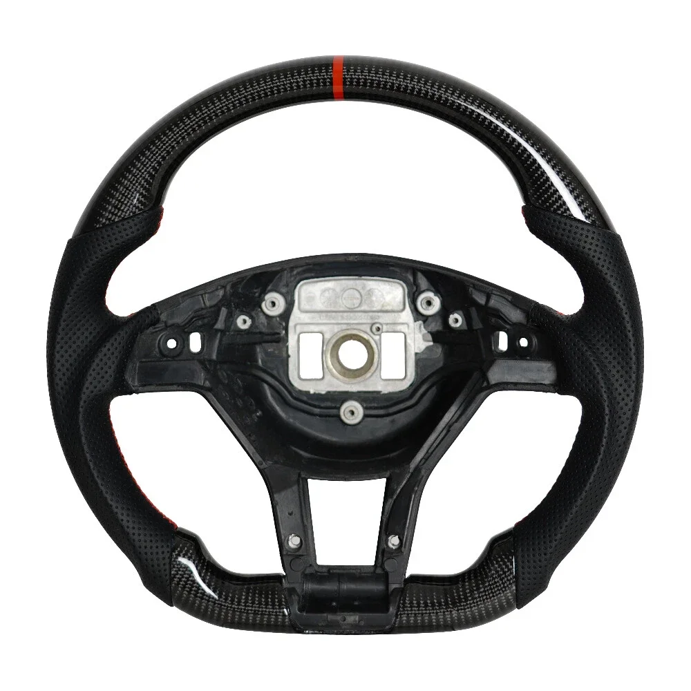

Real Carbon Fiber Steering Wheel With Square Paddle Hole Fit For Benz AMG CLA 45 A45 CLS SLK SLS E63 2012-2014 Car Accessories