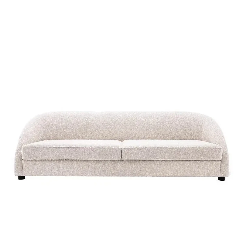 Nordic modern simple cream style lamb wool fabric sofa light luxury living room small apartment single double sofa