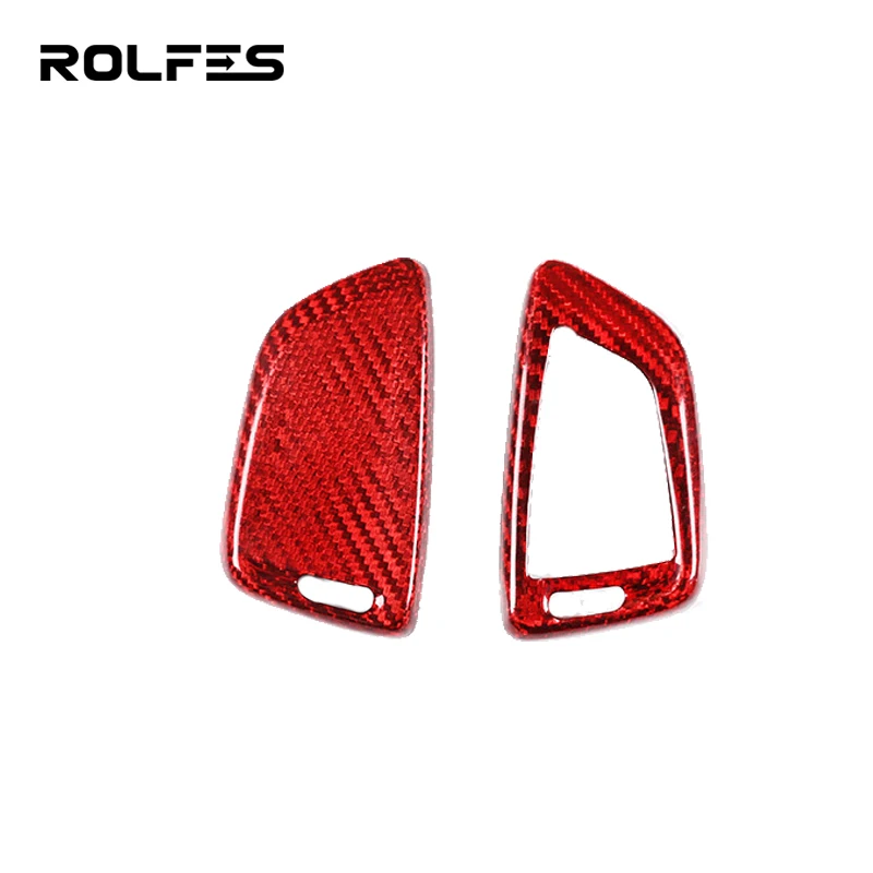 ROLFES Real Carbon Fiber Key Case Key Cover Shell For BMW 2-Series 3 5 6 7 Series M5 X1 X2 X3 X5 X5M X6 X6M Car Accessories