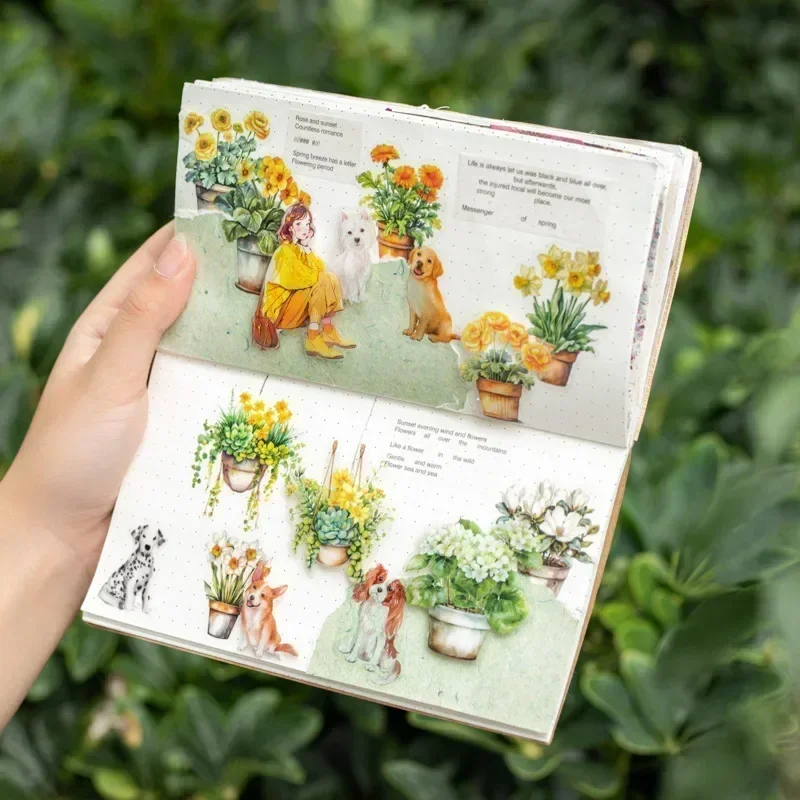 25Sheets Plant Pottery Stickers Small Alien Material Stickers Stationery package Diary paper Package Scrapbooking Cut 132*75mm