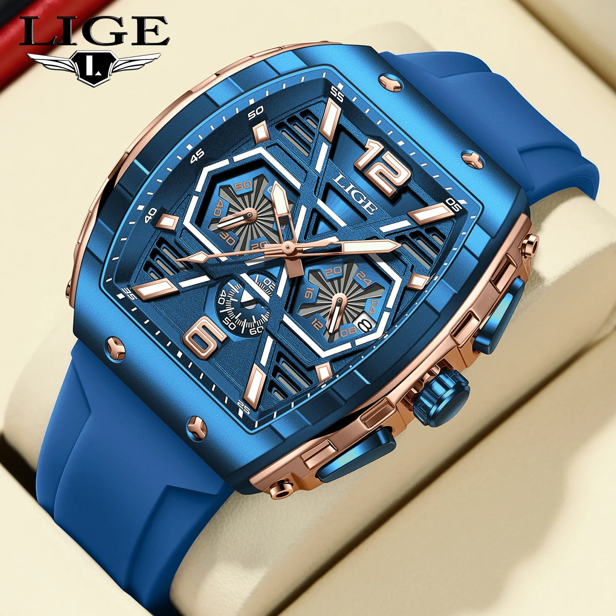 

LIGE Luxury Waterproof Quartz Wristwatch Raise Wrist Luminous Men Watch Date Sports Silicone Clock Man Watches Relogio Masculino