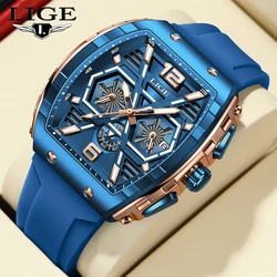 LIGE Luxury Waterproof Quartz Wristwatch Raise Wrist Luminous Men Watch Date Sports Silicone Clock Man Watches Relogio Masculino