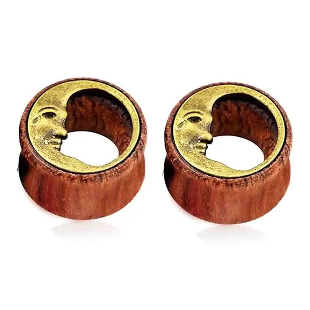 1 Paar Ohrmessgeräte Holz Acryl Ohrtunnel Plugs Piercing Schmuck Ohrpiercing Bahren Expander Plugs und Tunnel 8–20 mm – Detail 9