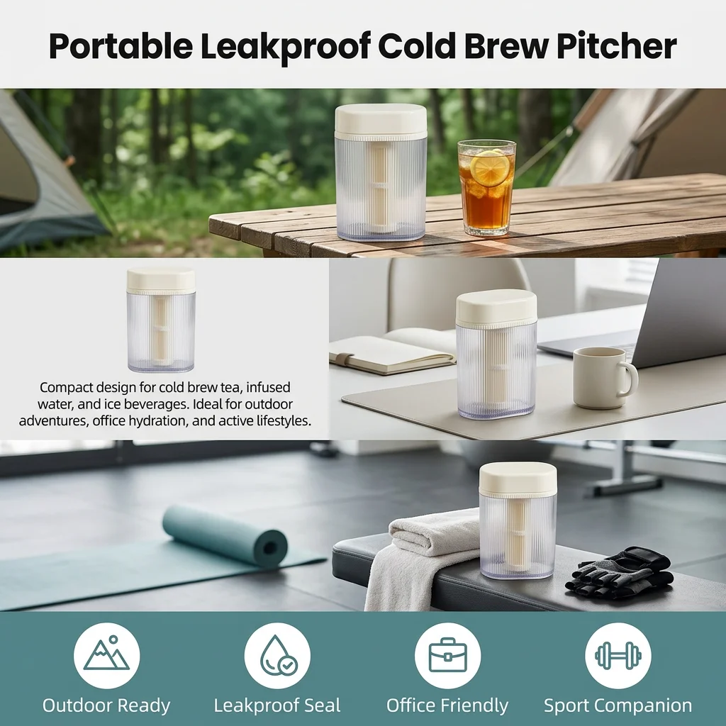 1pc Cold Brew Maker Composite Material for Outdoor Sports Leakproof Ice Tea Pitcher Portable Beverage Cup