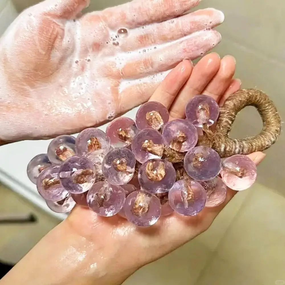 Grape Soap on a Ropes, Handmade Crystal Grape Soap, Decorative Soaps Bars Home Decor for Washing Hands and Fresh Air Fragrance