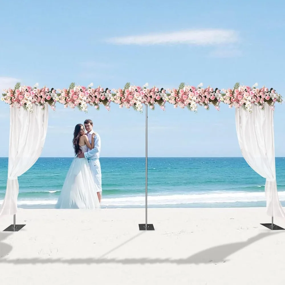 

Wedding Arch Backdrop Stand Silver 19.7 * 9.8FT Adjustable Wedding Arches for Ceremony Metal Balloon Arch Stand Garden Arbor Fra